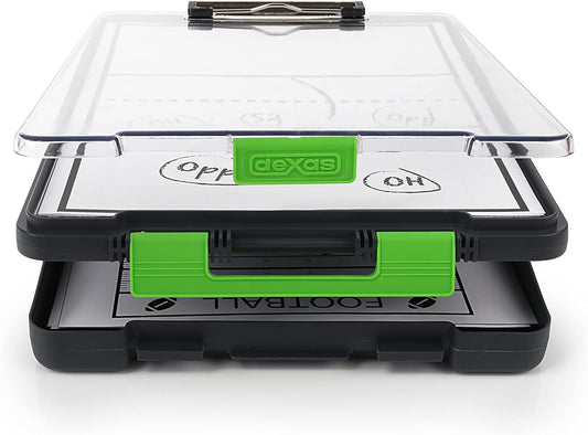 Dexas Clearview Clipcase Dry Erase clipboard, 13.75 x 9.5 Inch, Orange. See papers clearly outdoors, stay organized and dry. Ideal for coaching, teaching, homeschooling, art, trades, and medical pros.