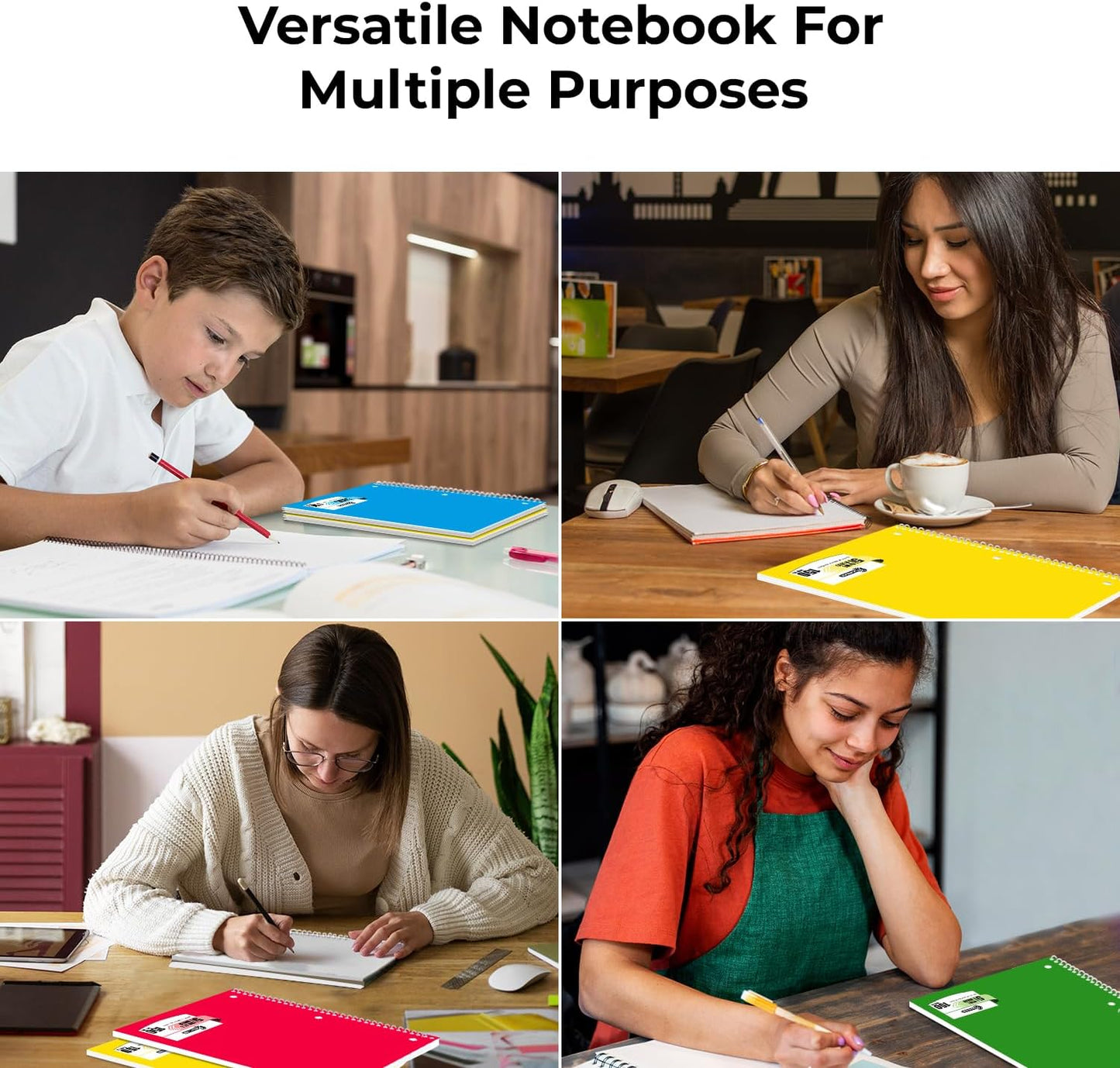 Rosmonde Spiral Notebooks, 24 Pack, 1 Subject Notebook, Wide Ruled, 70 Sheets, 8 x 10-1/2", 3 Hole Punched, School Supplies, Bulk Single Subject Spiral Notebook Bulk, Assorted Colors Pack of Notebooks