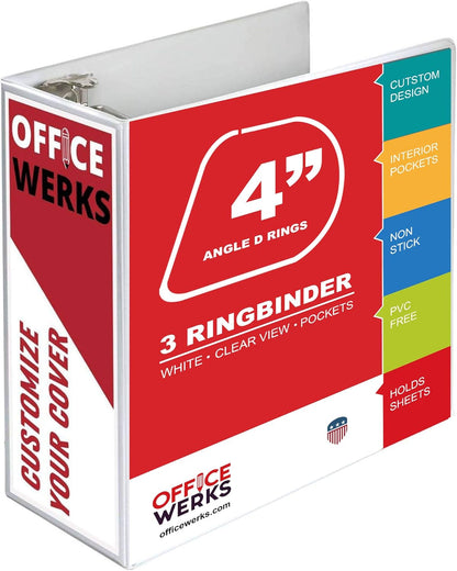 3 Ring Binder, Professional Angle D Ring Binder 5 Inch, Presentation Folder for Standard Pages 8.5 x 11 with Pockets, Crystal Clear View White (1 Pack)