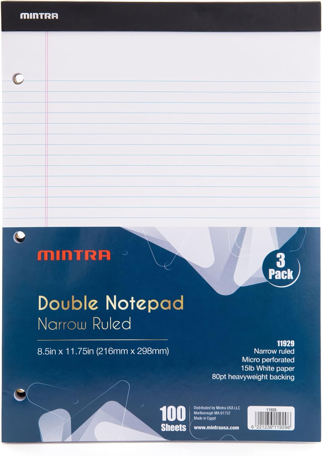 Mintra Office White Legal Pads – Ruled Notepads and Micro-Perforated Sheets, Ideal for Writing, Note-Taking & Creativity, Office, or Professional Use, Basic Pad 6 pack, 8.5"x11" (Narrow Ruled)