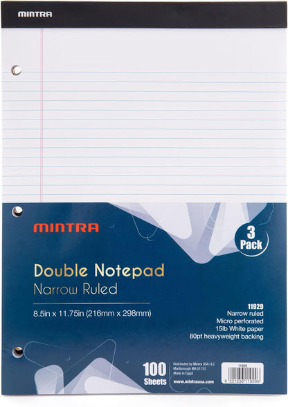 Mintra Office White Legal Pads – Ruled Notepads and Micro-Perforated Sheets, Ideal for Writing, Note-Taking & Creativity, Office, or Professional Use, Basic Pad 6 pack, 8.5"x11" (Narrow Ruled)