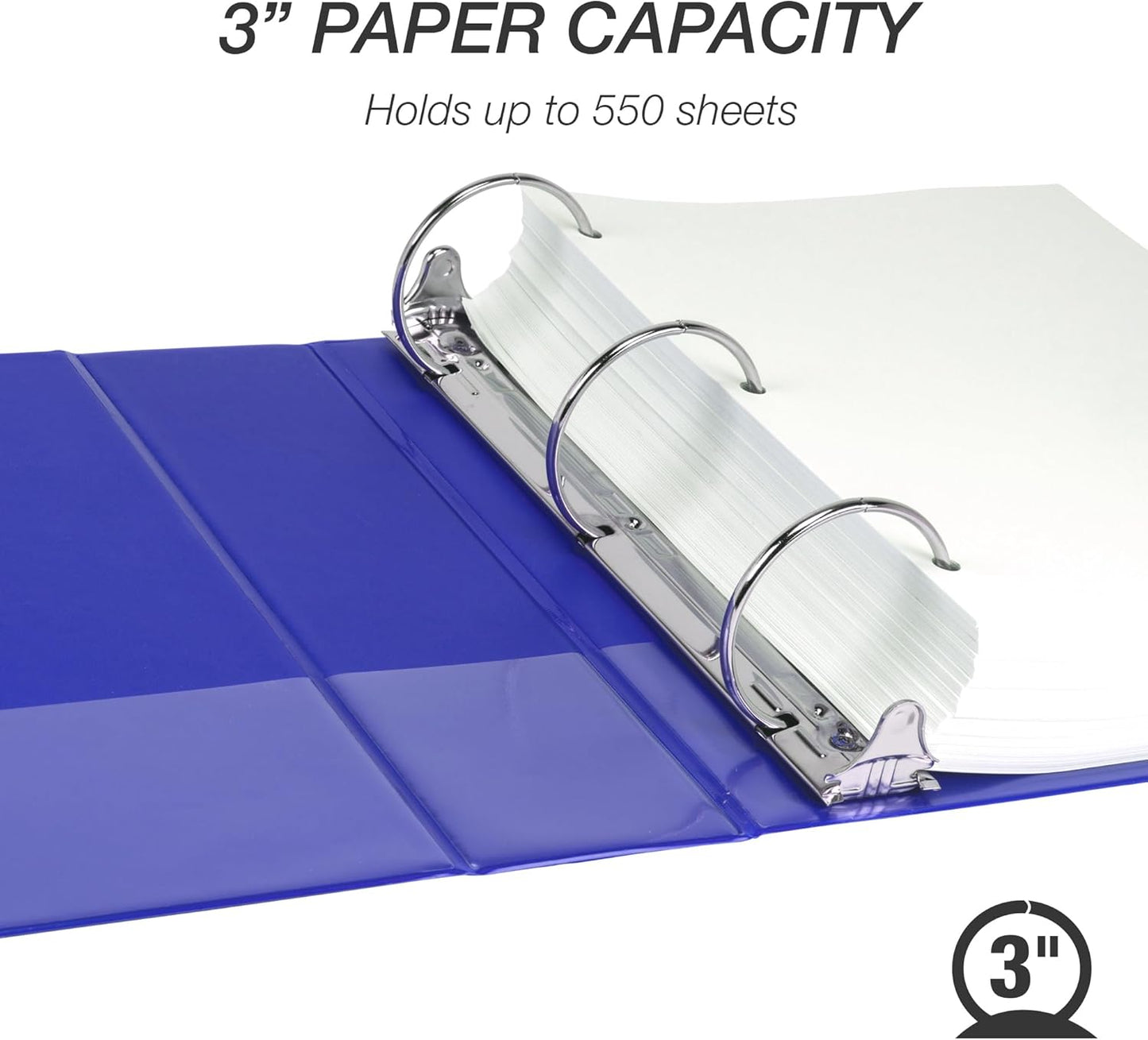 Samsill 1.5 Inch 3 Ring Binders, Economy Round Ring, Clear View Cover, 325 Sheet Capacity - for School, Home, Office - White, 4 Pack