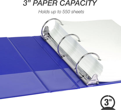 Samsill 1.5 Inch 3 Ring Binders, Economy Round Ring, Clear View Cover, 325 Sheet Capacity - for School, Home, Office - White, 4 Pack