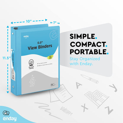 3 Inch Binder 3 Ring Binders Green, Slant D-Ring 3” Clear View Cover with 2 Inside Pockets, Heavy Duty Colored School Supplies Office and Home Binders – By Enday