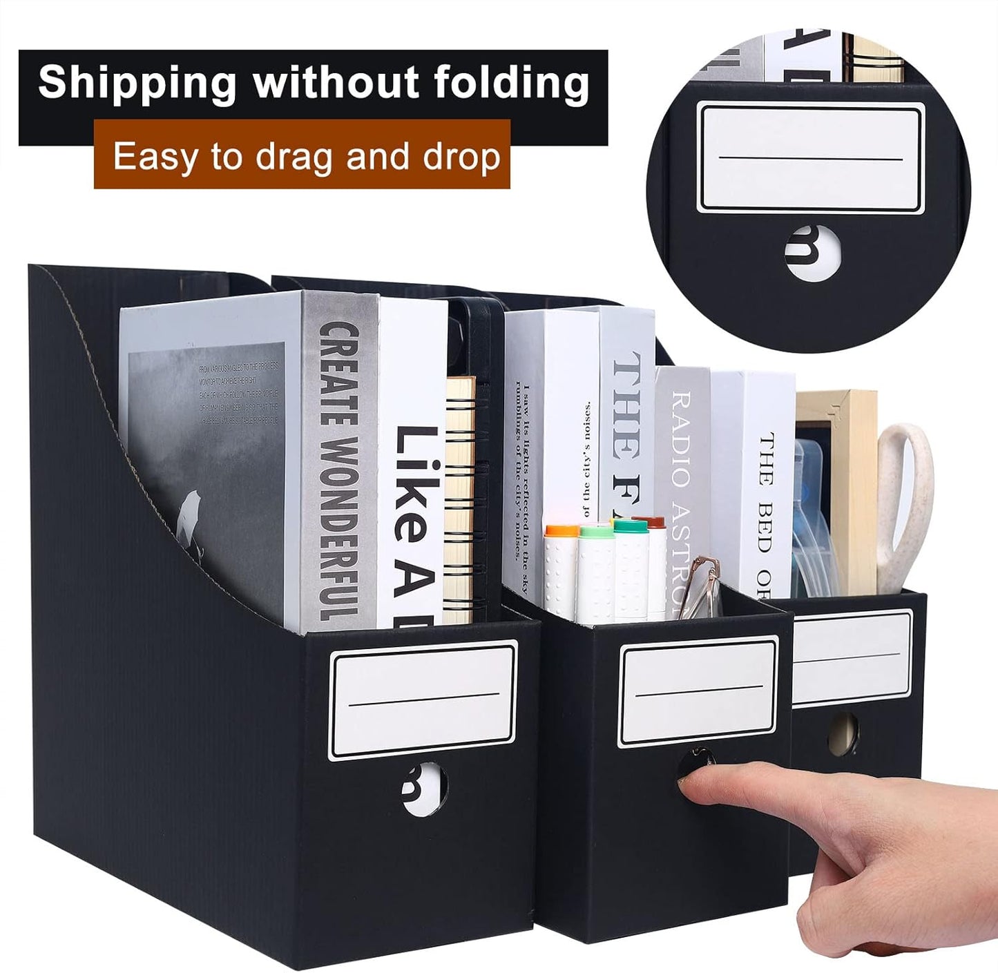 Magazine File Holder(6 Pack), Cardboard Magazine File Holder,Document Organizer,Desk File Organiser For School, Office, Home Magazine File Storage