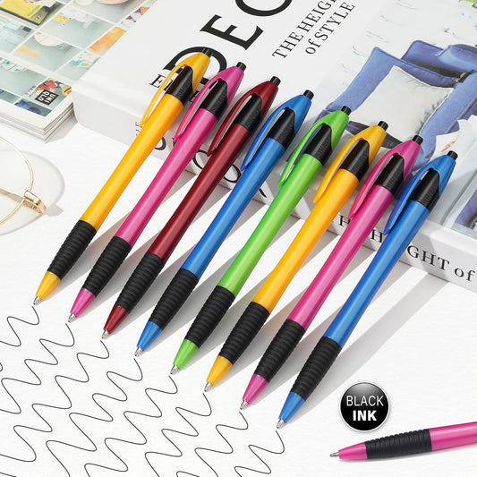 Pens Bulk, 60 Pack Gripped Slimster Ballpoint Pens Black Ink 1.0mm Medium Point Smooth Writing, Click Pens with Comfort Grip for Teachers, Students, Restaurant Servers, School & Office Use