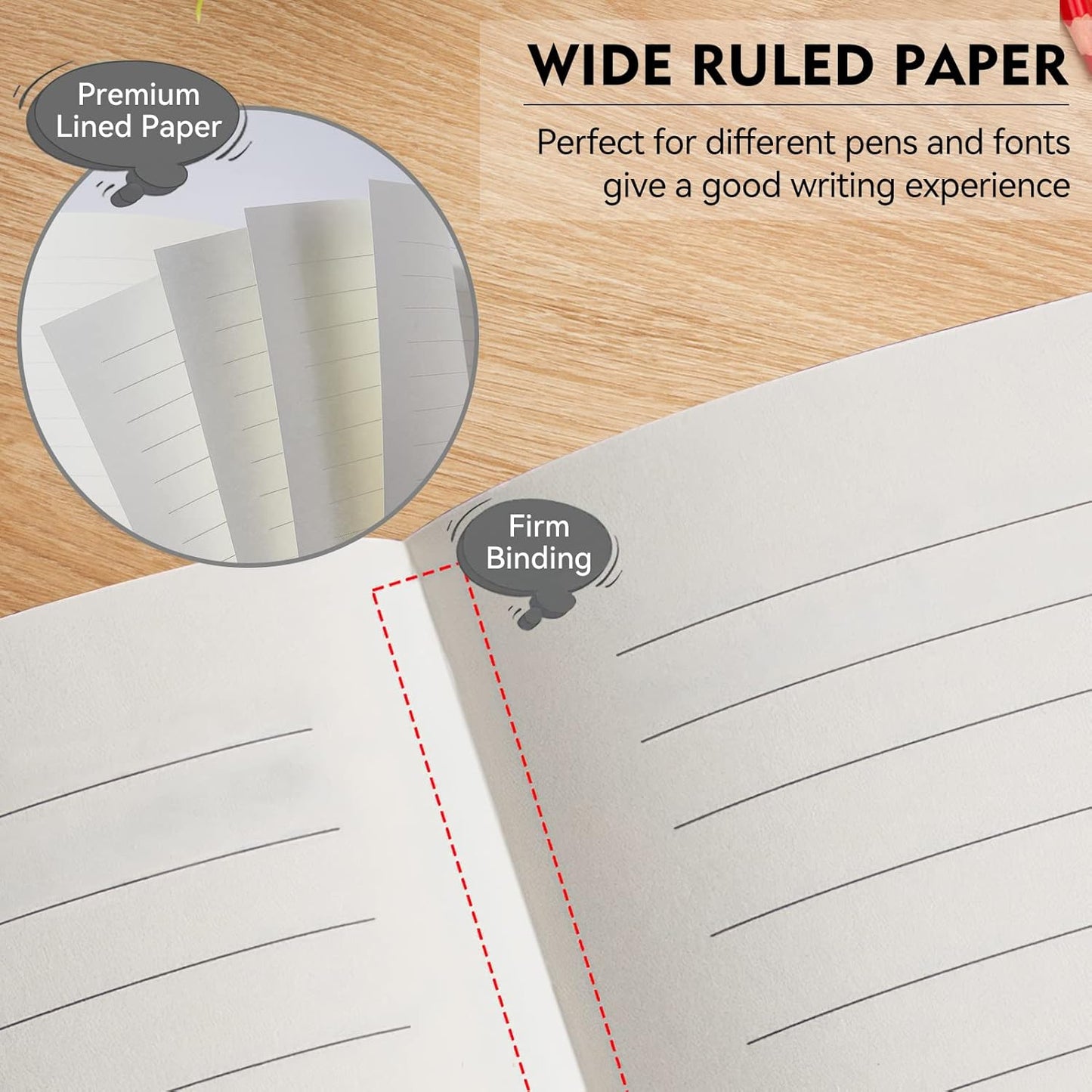 Lined Journal Notebook, 200 Pages, Leather Hardcover Notebooks, A5 College Ruled Thick Classic with Pen Loop Notebook Journals for Writing, for Women Men Office School, 5.75'' X 8.38'', Brown