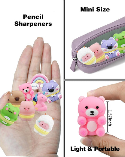 8 PCS Pencil Sharpener for Kids, Pencil Sharpener Manual, Cartoon Handheld Little Pencil Sharpeners, Kawaii Stationary Gifts, Small Favors Gifts for Office Supplies (Style 1)