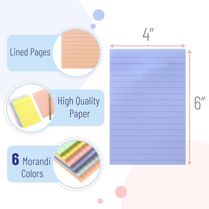 Mr. Pen- Lined Sticky Notes, 3" x 3", 12 Pads, 60 Sheets/Pad, Morandi Color, Bulk Sticky Notes with Lines, Ruled Post Stickies, Memo Pads, Self-Stick Note Pad for Office, School, Home, Study