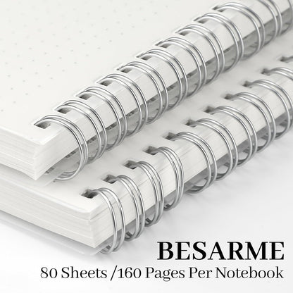 BESARME 2PCS 80 Sheets Large Graph Paper Spiral Notebook 8.5" × 11", A4 Graph Paper Notebook College Ruled Spiral Notebooks for School Office
