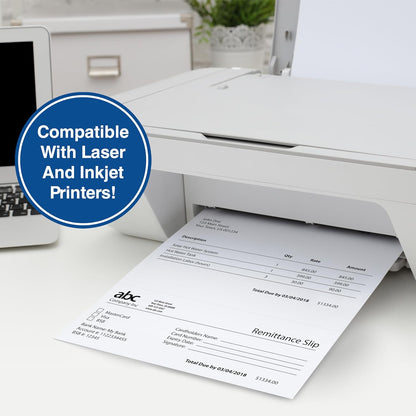 PrintWorks Professional 3 2/3" Horizontal Perforated Paper 8.5” x 11” - Perfect For W-2, 1099, & Statement Use - Made in the USA - 500 Sheets - 20 lb - Printer Compatible - White (04124)