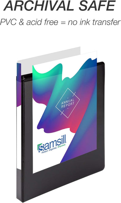 Samsill Durable 4 inch 3 Ring Binder, D Ring Binder, 100% Recycled Chipboard, Black, 2 Pack
