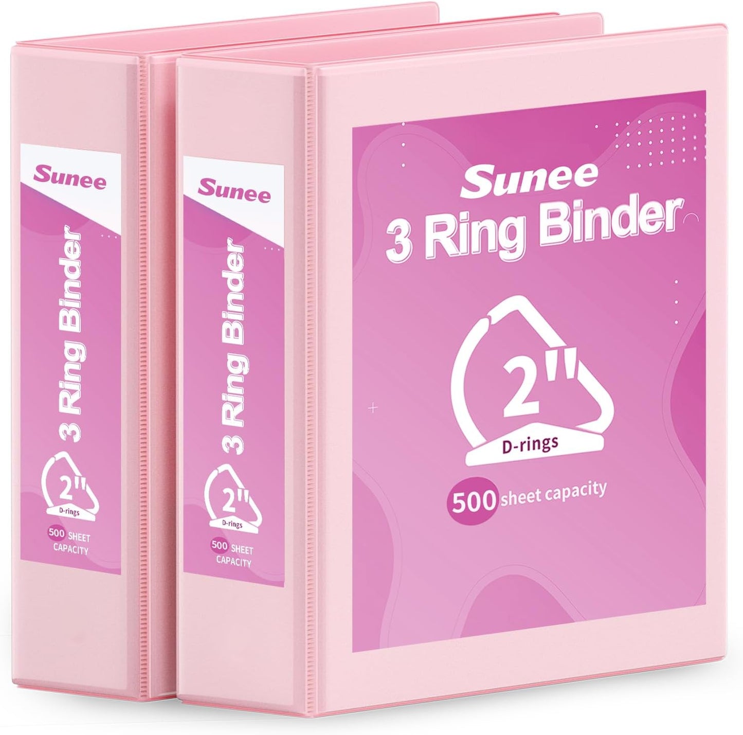 SUNEE 3 Ring Binder 2 Inch, Clear View Binder Three Ring PVC-Free (Fit 8.5x11 Inches) for School or Office Supplies, Light Purple, 1 Pack