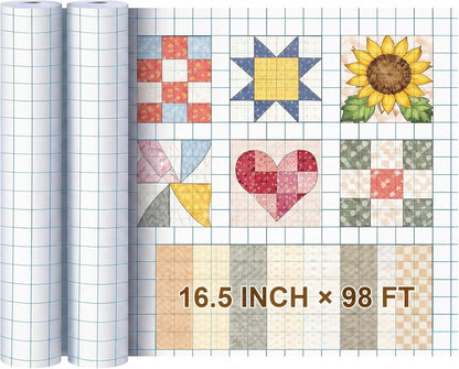 Jetec 1 Roll Large Grid Graph Paper Roll 1" Grid 16.5 Inch x 98ft Sewing Pattern Paper for Back to School Classroom Teaching Drafting Supplies Kids Students Gifts