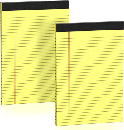 Legal Pads 8.5 x 11 College Ruled Note Pads 8.5 x 11.75 Yellow Notepad 80gsm Lined Paper Pads, 30 Sheets per Pad, 2 Pack Perforated Writing Pads Perfect for Office, Home, School