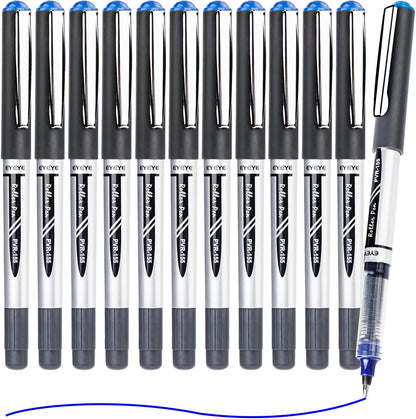 EYEYE Black Rollerball Pens 12 Pack, 0.7mm Medium Point Roller Ball Pen Quick Dry, Liquid Ink Pens Fine Point Smooth Writing Pen for Journaling, Note Taking, Office, School Supplies