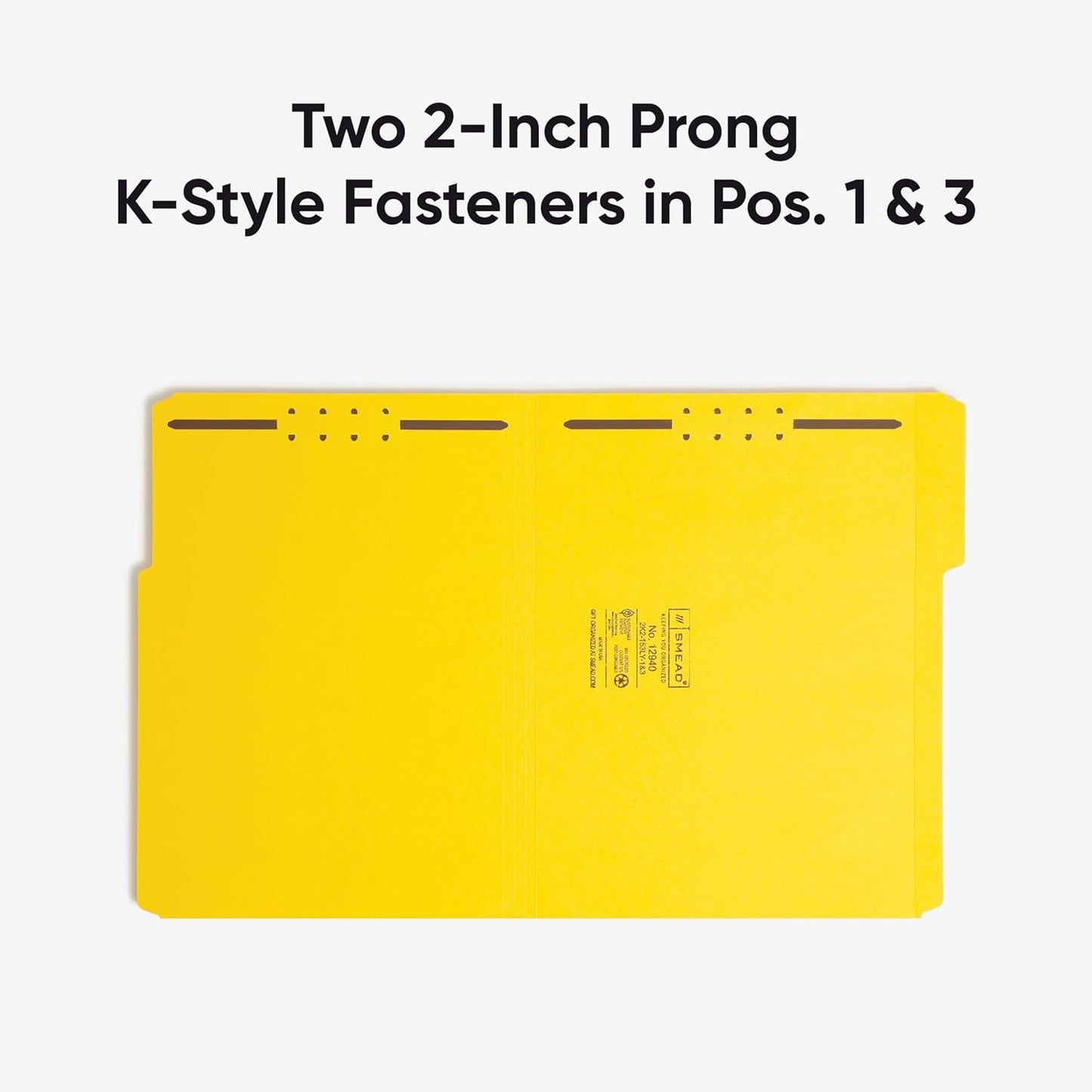 Smead Fastener File Folders, Reinforced 1/3-Cut Tabs, 2 Fasteners, Letter Size, Blue, 50 per Box (12040)