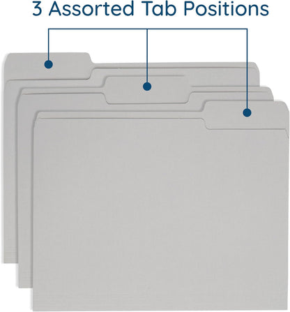 File Folder, 1/3 Cut Tab, Letter Size, Yellow, Great for Organizing and Easy File Storage, 100 Per Box