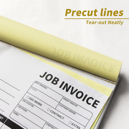 Carbonless Work Order Forms,7.5 x 11 inches Invoices for Small Business,Sales Order Book with Backing Board, 2-Part Receipt with Carbon Copy, 50 Sets