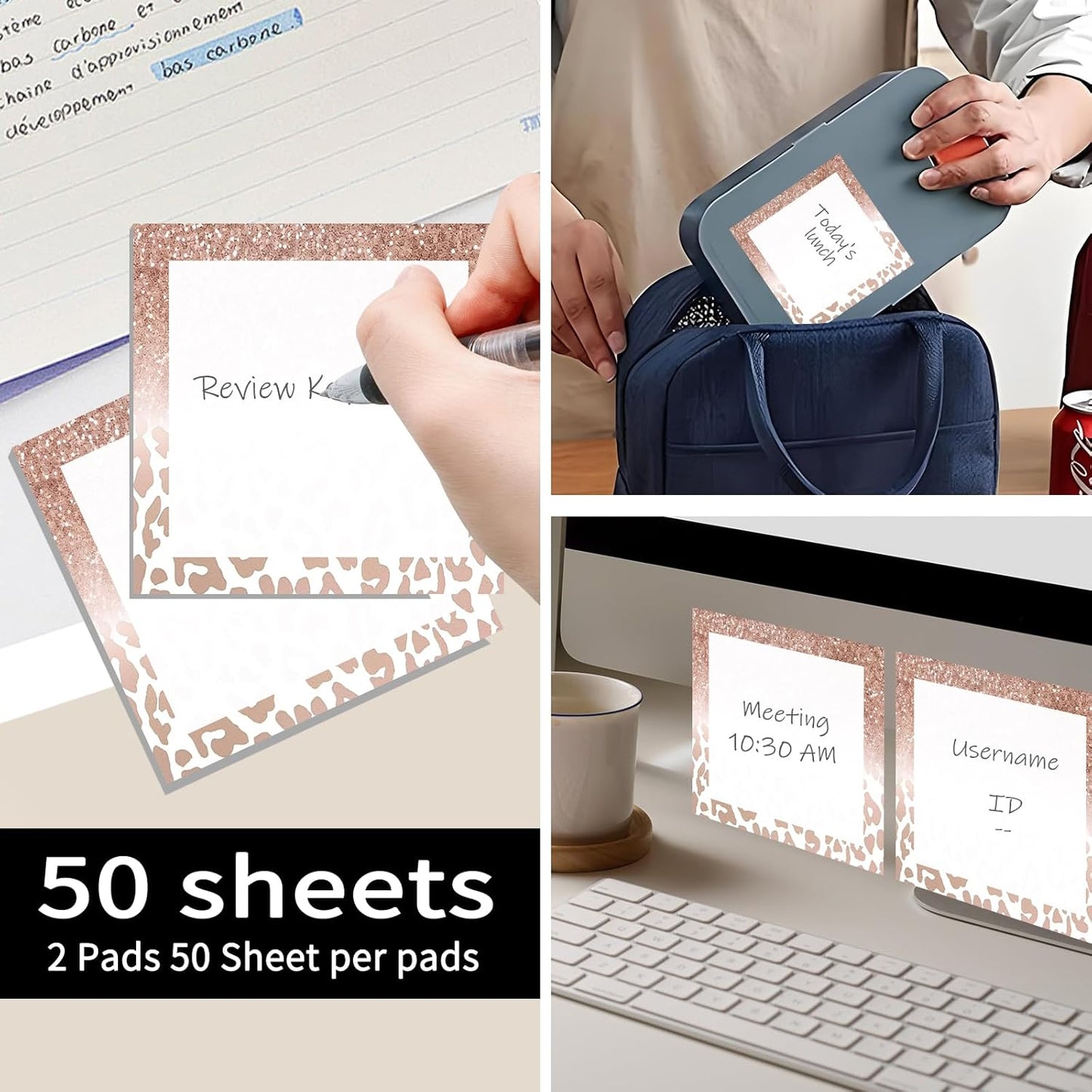 Sticky Notes 3x3 Inch, 2 Pads Cute Self-Stick Note Pads, Strong Adhesive Notepads for Office, Home, School, Organization and Reminders Watercolor Wildflowers