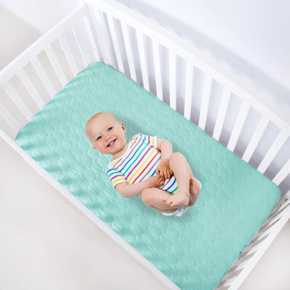Crib Mattress Protector Sheets Waterproof 2 Pack, Quilted Crib Mattress Pad Cover Fitted Fits for Toddler Bed Mattress, White, 52” x 28”