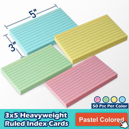 Blank Index Cards 3x5 Unlined Unruled Flash Note Cards 3" x 5", White, 100 Count, 200 GSM Heavy Weight