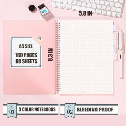OWSC 4 Pack Lined Spiral Notebook, 5.9 x 8.3 Inches Notebooks for Work, School and Journal with 110 GSM Thick Paper, Small Notebook with 80 Sheets/160 Pages, Notebooks College Ruled for Note Taking