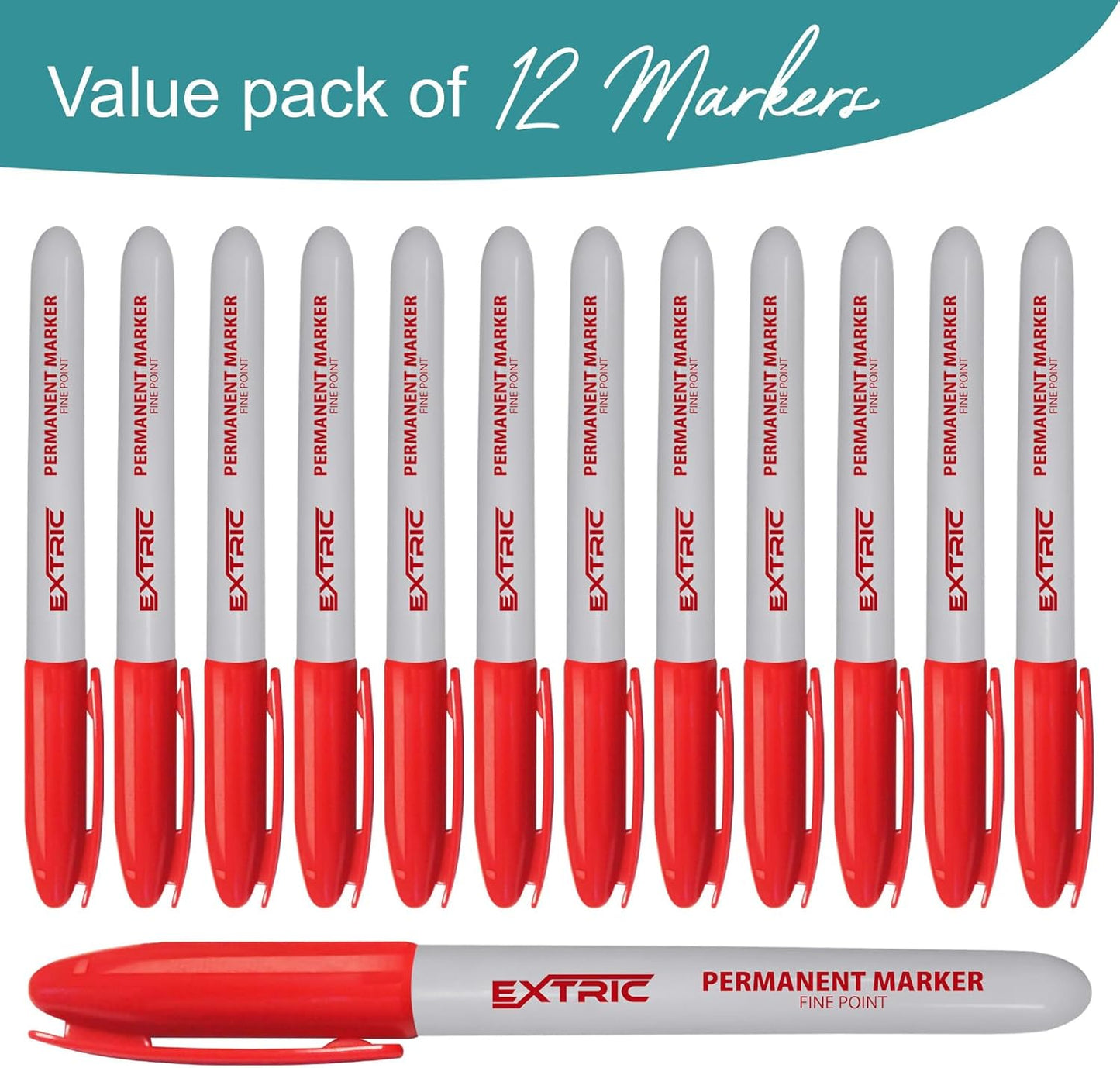 EXTRIC Permanent Markers Black, 36 Count Fine Point Markers, Quick Drying, Works on Wood, Paper, Plastic, Metal and Glass, for Home, Office and School use