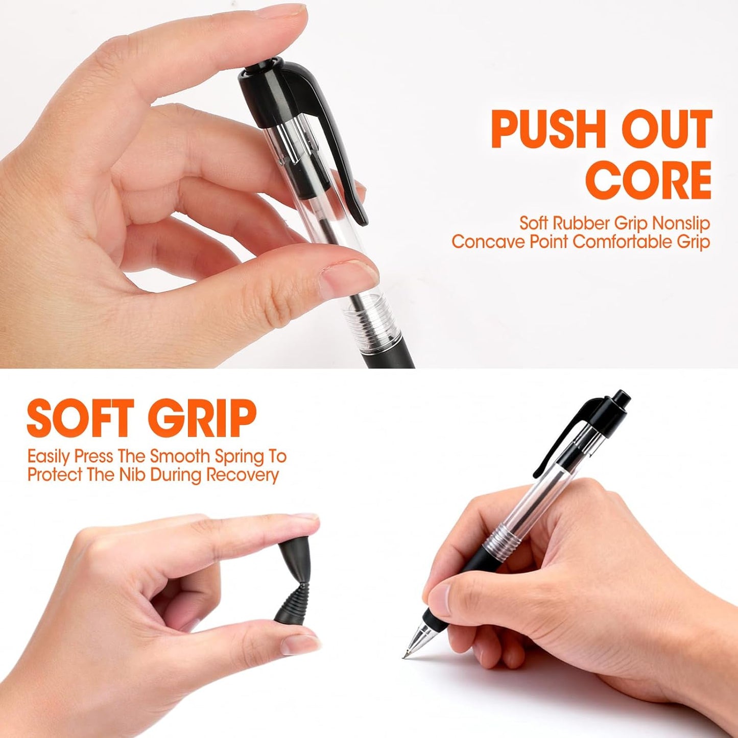 100 Pack Ballpoint Pens Bulk, Retractable Black Pens Ballpoint Medium Point 1mm with Super Soft Grip, No Bleed Ink Pens Smooth Writing, School, Office, Teacher Supplies, Best Gifts for Coworkers