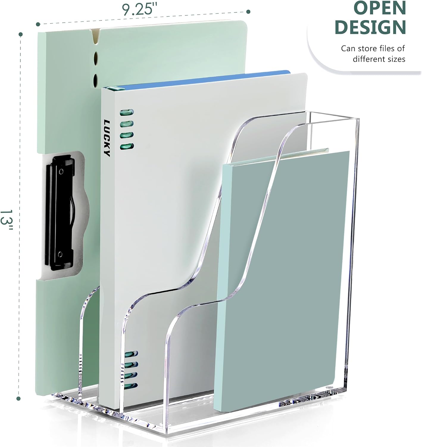 SANRUI 2-Pack Acrylic Magazine File Holder Desk Organizer Magazine Rack, Clear, Vertical File Sorter Holders, 9.45" D x 3.54" W x 10.24" H