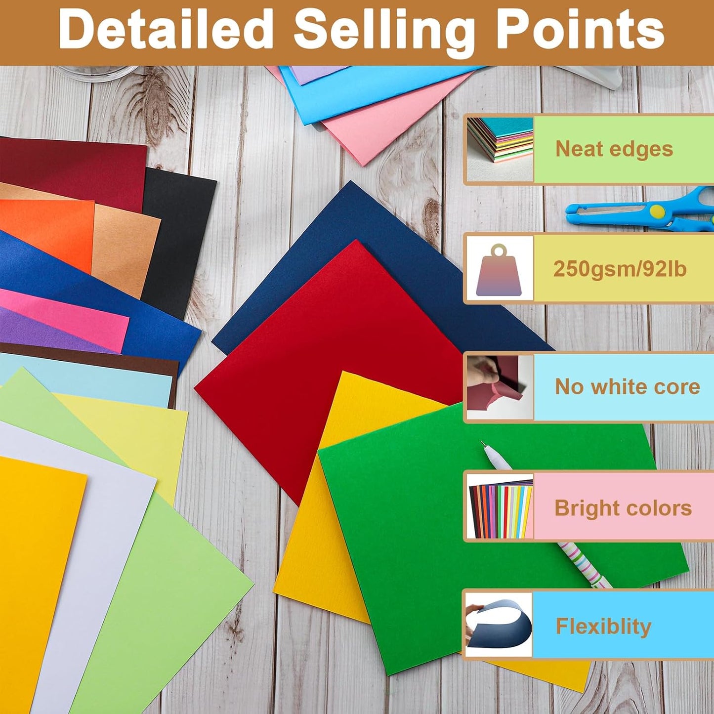 Silunkia 100 Sheets White Cardstock 5 Assorted Sizes Craft Paper, 200gsm/75lb White Card Stock Certificates Paper for DIY Cards Making, Business Cards, Wedding Invitations, School Crafting, Menus