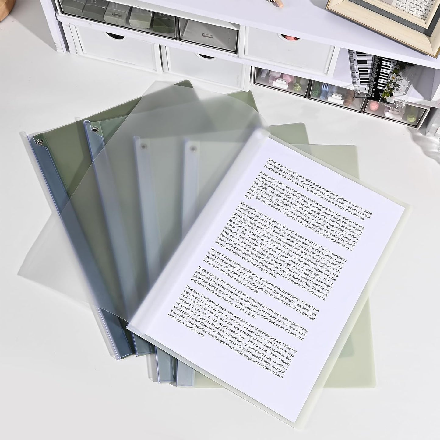 BAYTORY 5Pcs Clear Report Covers with Swing Clip, Plastic Folders for A4 and Letter Size Paper, Clear Front Presentation Binder for School Business, 40 Sheets Capacity/Pack (Blue)