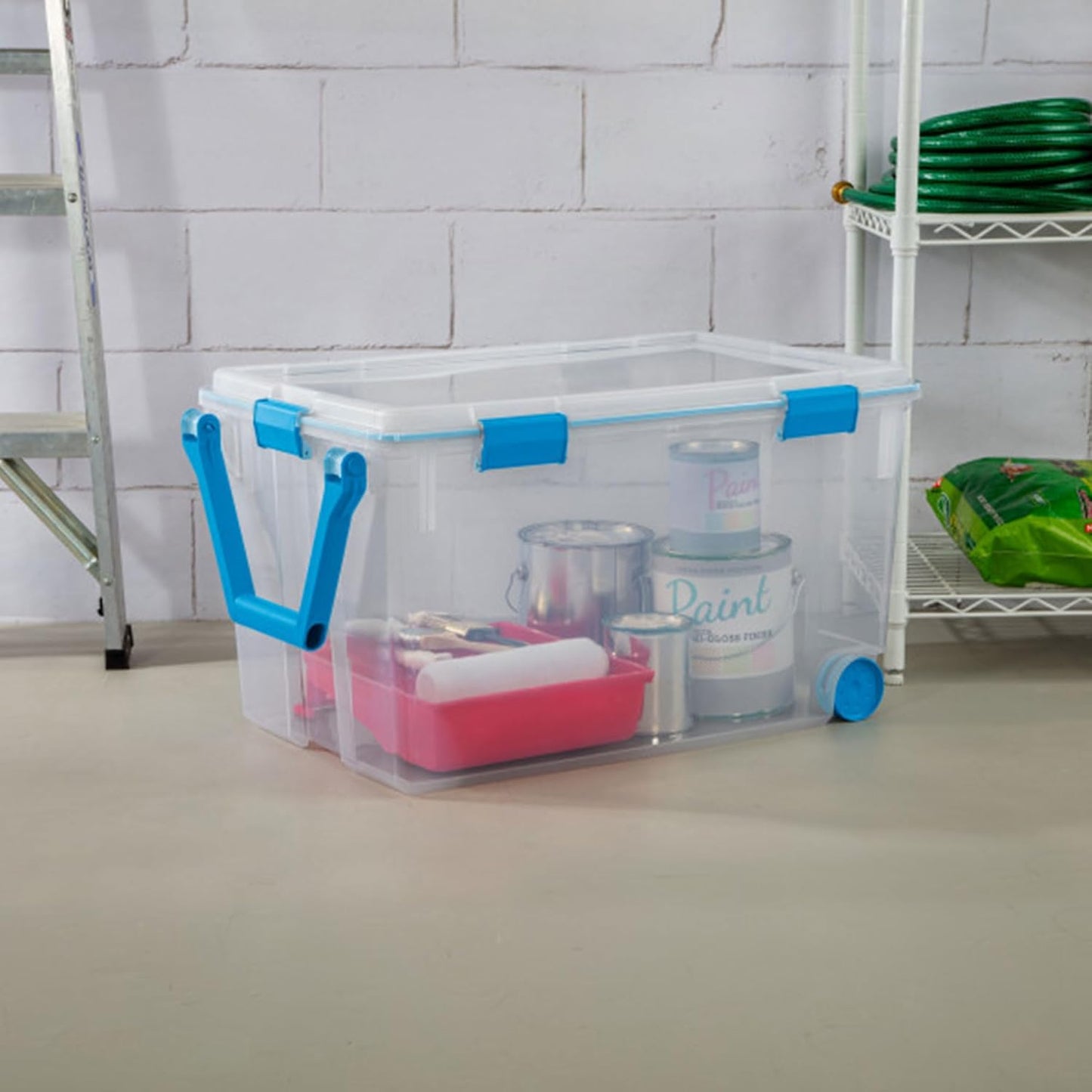 Sterilite 4-Pack Gasket Box, Weather-Resistant Storage Bins with Latching Lids, 32 Quart - Heavy-Duty Organizing Containers for Closet, Bathroom, and Office