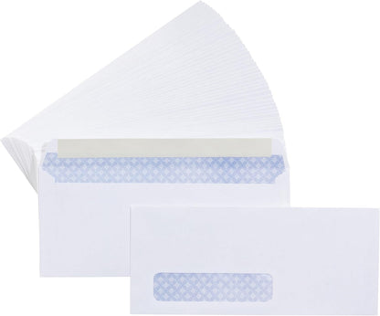 Amazon Basics #10 Security-Tinted Self-Seal Business Envelopes with Left Window for Invoices and Documents, White, 500-Pack