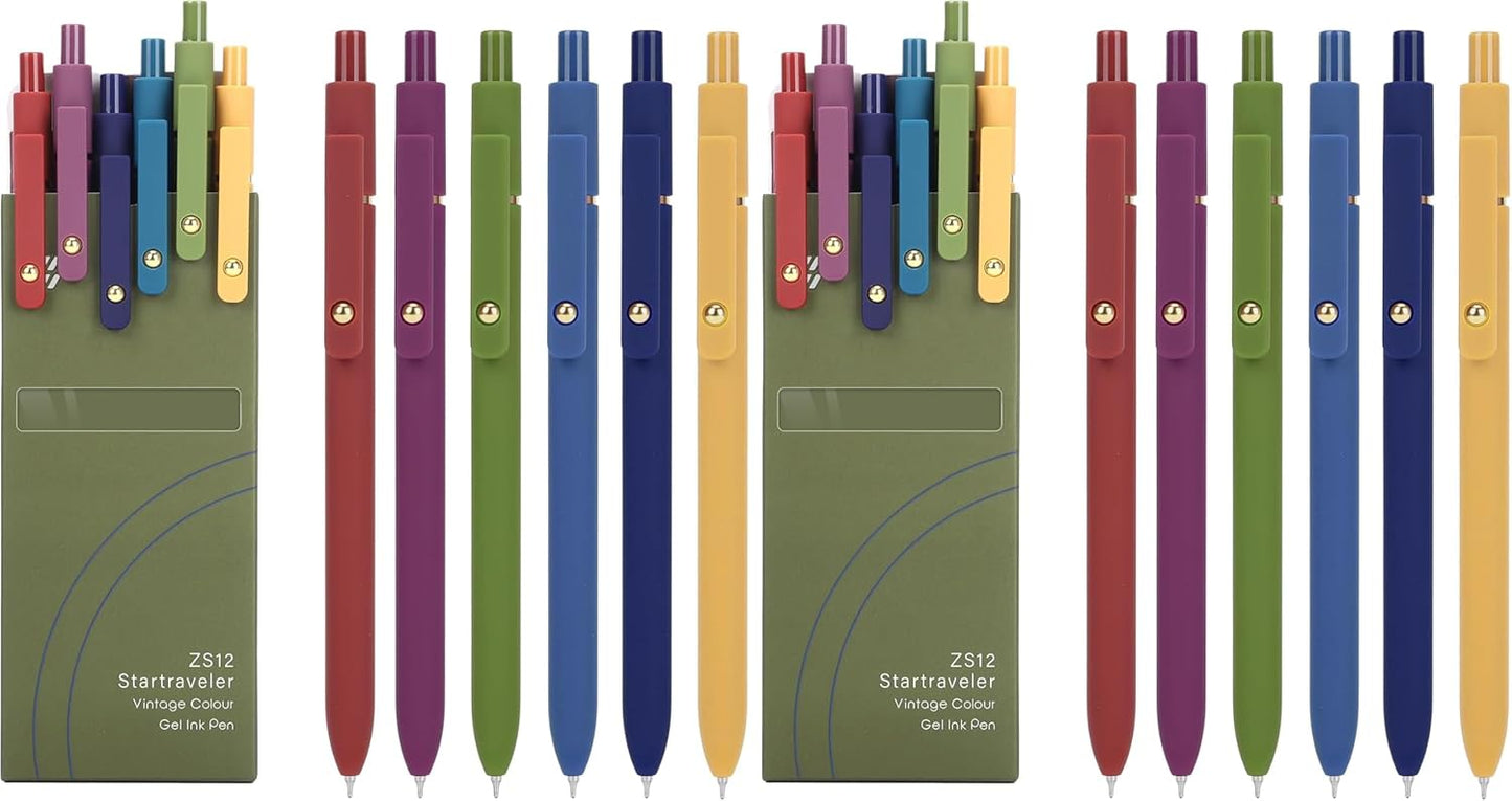 FIOVER 5pcs Gel Pens Quick Dry Ink Pens Fine Point Premium Retractable Rolling Ball Gel Pens Black Ink Smooth Writing for School Office Home