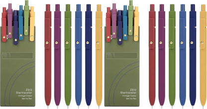 FIOVER 5pcs Gel Pens Quick Dry Ink Pens Fine Point Premium Retractable Rolling Ball Gel Pens Black Ink Smooth Writing for School Office Home