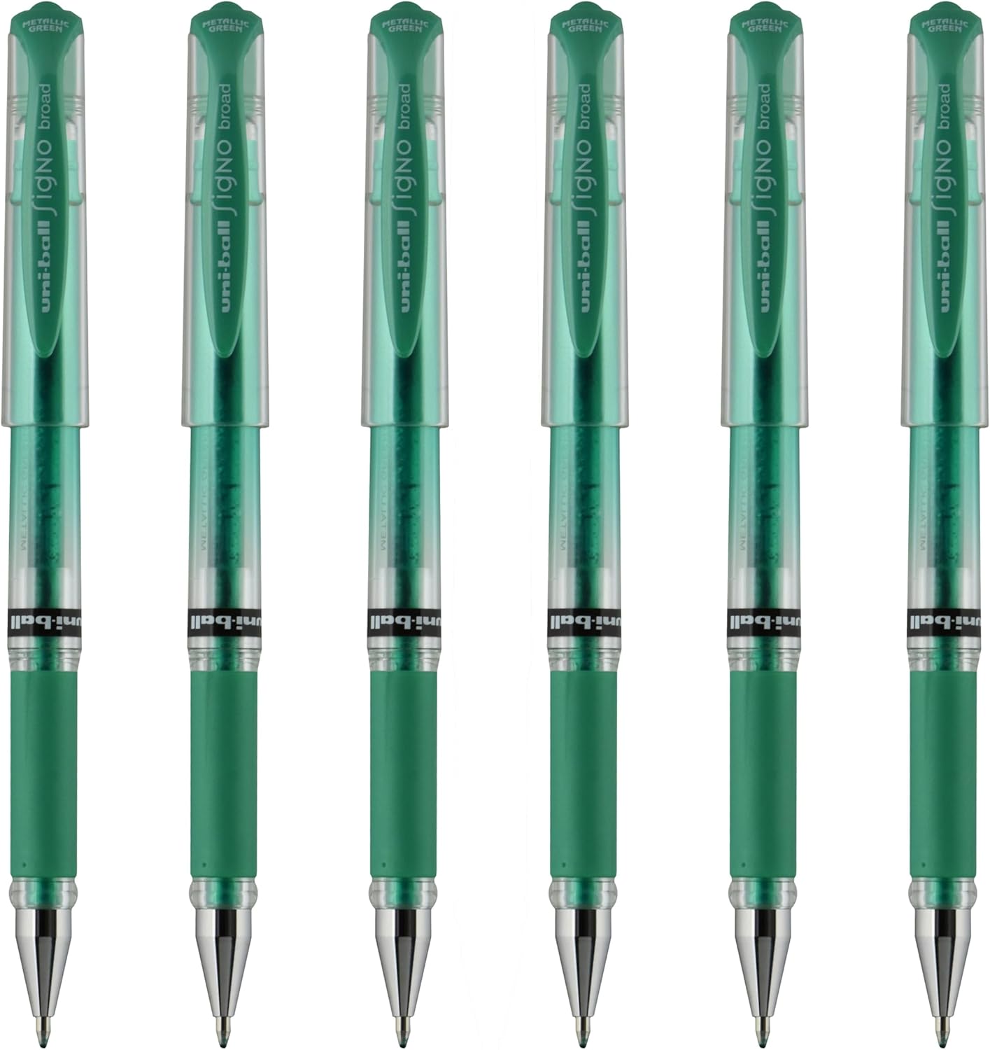 uniball Signo Gel Impact Pens, Bold Point (1.0mm), Metallic Pink Ink, 6 Pens
