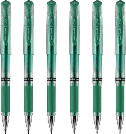 uniball Signo Gel Impact Pens, Bold Point (1.0mm), Metallic Pink Ink, 6 Pens
