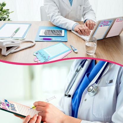 Laumoi 8 Set Funny Nurse Notepad with Pen 2026 Nurse Week Gift Bulk Nursing Sticky Note Die Appreciation Memo Pad with Syringe Ballpoint Pen for Medical Assistant Rn Cna Lrn (Novel, Bright Color)