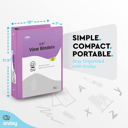 Enday 1 Inch Binder (6 Pack - Grey) 3 Ring Binder 1 inch with Clear View Cover and 2 Inside Pocket - for Letter Size 8.5 x 11'' Paper, Ideal for School Supplies, Office, and Home