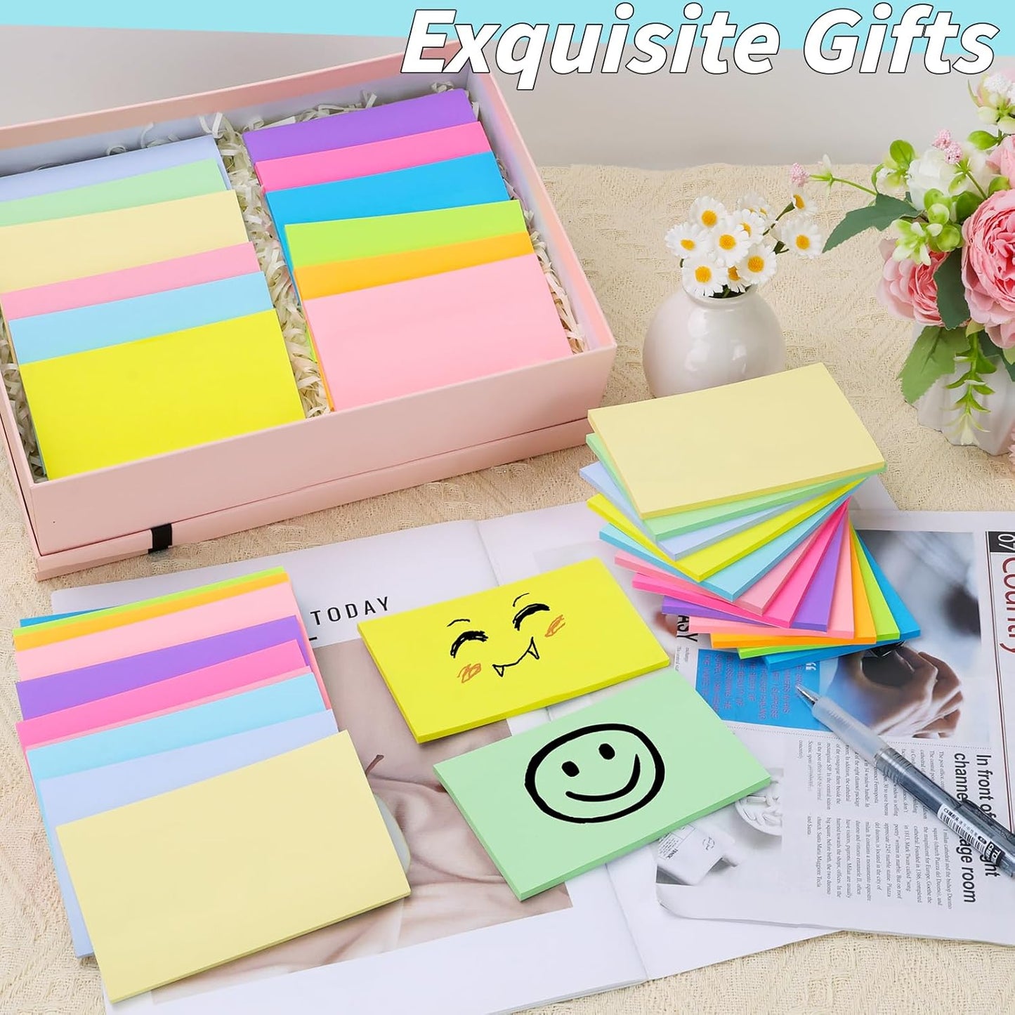 100 Pack Sticky Notes Bulk 3 x 3 in Self-Stick Note Pads Colorful Posted Note in 20 Colors Adhesive Paper Memo 50 Sheets/Pad Easy to Post for Office Home School Meetings Notebook Wall Door Window