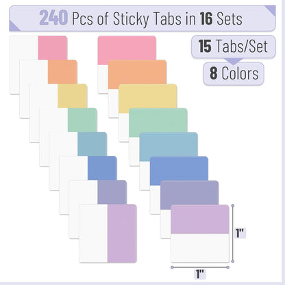 Mr. Pen- Sticky Index Tabs, 240 Pcs, Vibrant Sticky Tabs for Notebooks, Page Markers, Page Tabs for Binders, Page Tabs Sticky Tabs for Books, Notebook Tabs, Book Sticky Tabs for Notebooks
