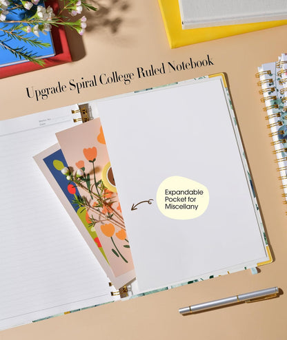 Cute Spiral Notebook Journal for Women, 200 Pages Lined Notebooks 8.5” x 11”, A4 Large Hardcover Spiral Journals with 100 GSM Thick Paper, College Ruled Notebook for Writing Work School, Orange Floral