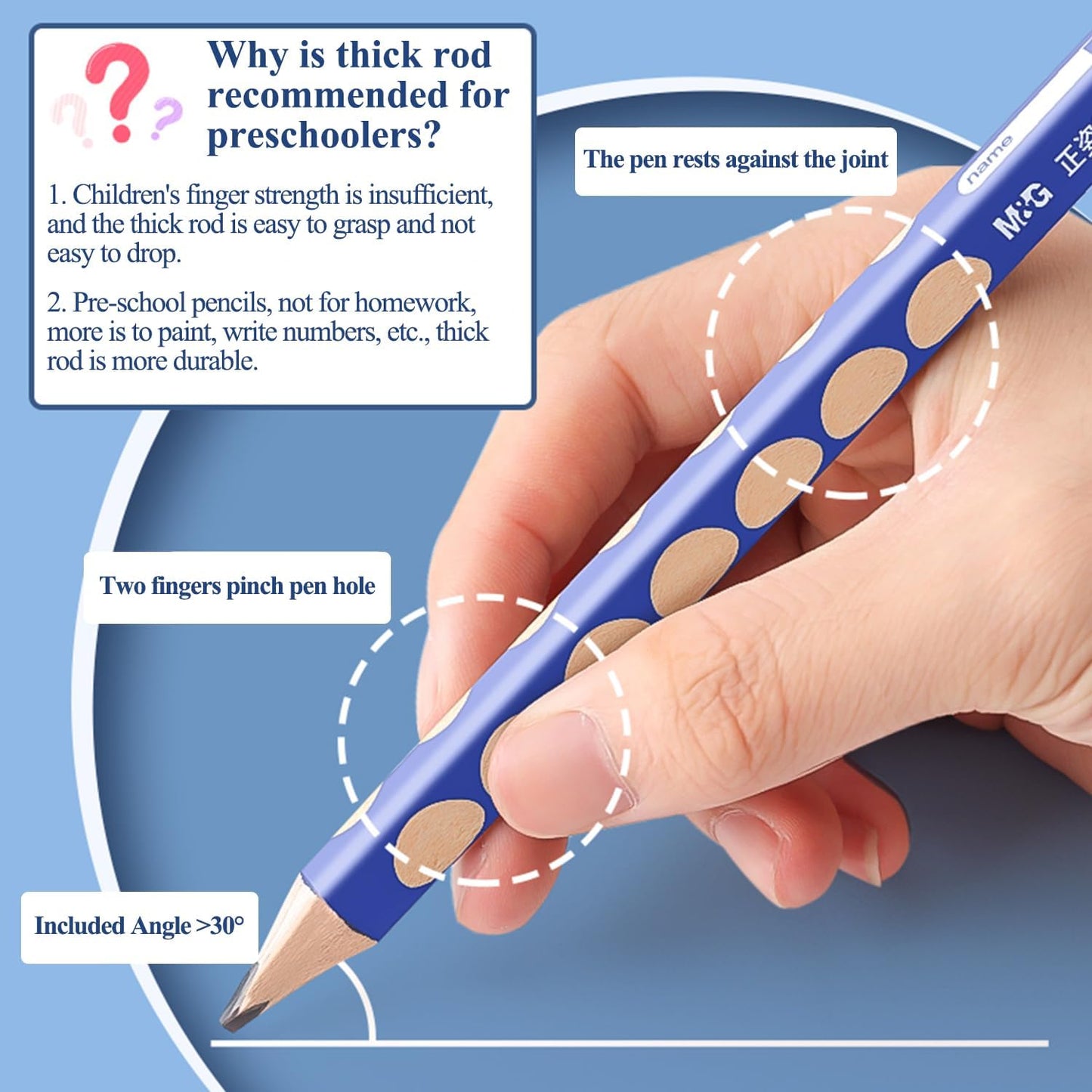 M&G 30pcs Triangular Pencils, 2B Pencils with Grip Correction, Wooden Graphite Pencils, Pre-Sharpened Break-Resistant, Suitable for Writing, Drawing, and Sketching