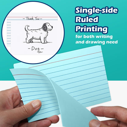 Index Cards 4x6 Lined Ruled Flash Note Cards 4" x 6", White, 100 Count, 220 GSM Heavy Weight