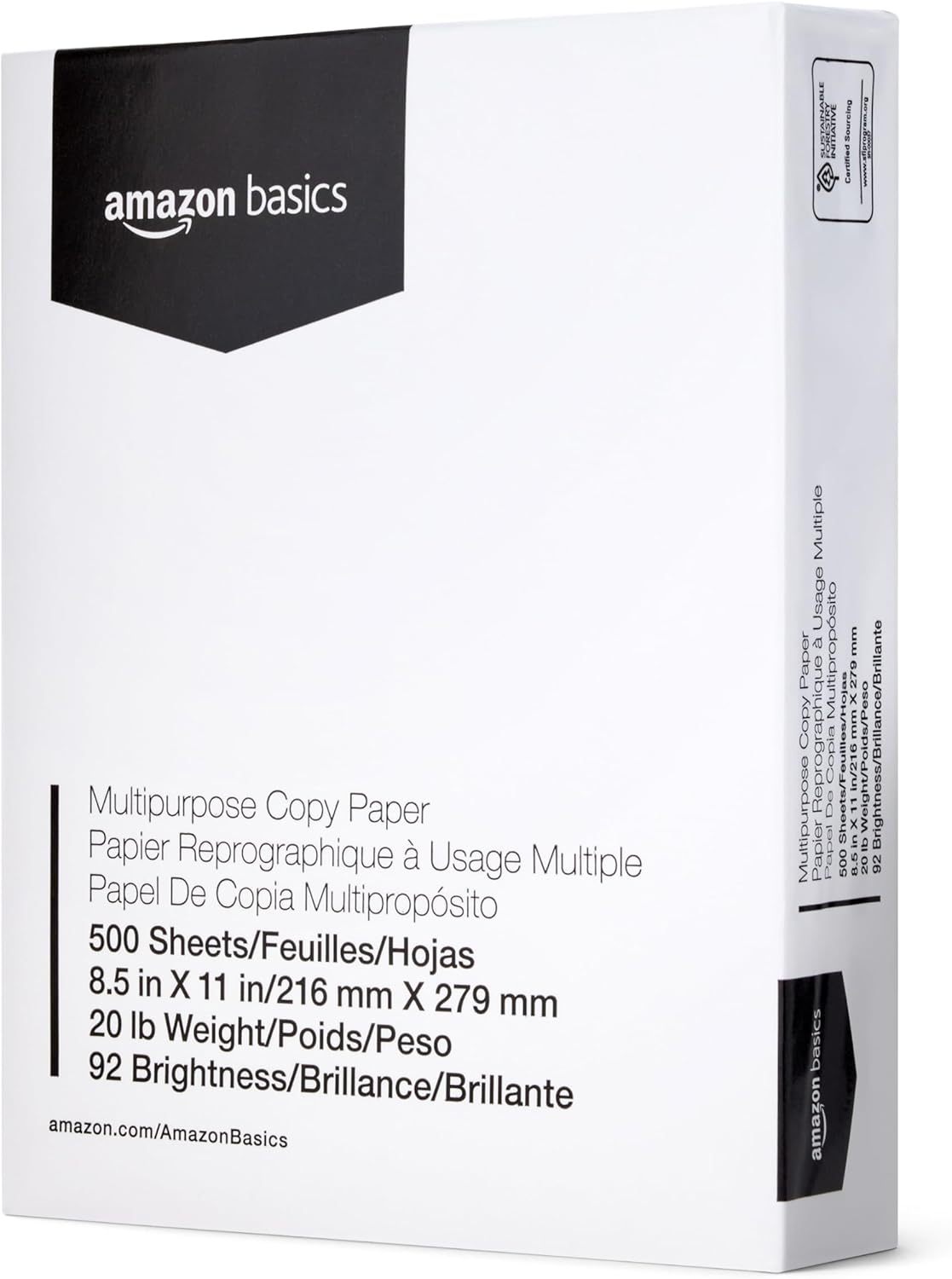 Amazon Basics Multipurpose Copy Printer Paper, 20 lb, 8.5 x 11 Inches, 10 Reams (5,000 Sheets), 92 Bright White