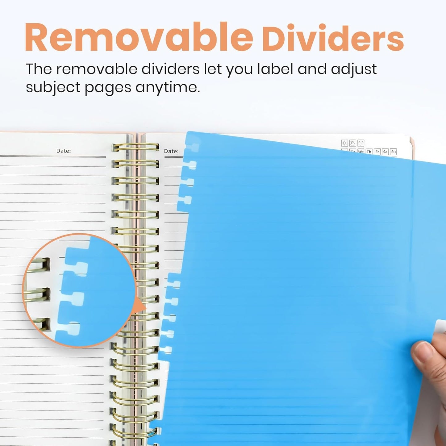Large Spiral Notebook with Dividers & Tabs, 8.5" x 11" Hardcover 5 Subject Notebook for Work, 280 pages, College Ruled, Cute Journal for Women, Perfect for Study & Office Note Taking, Garden