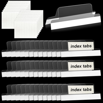 Gersoniel 100 Pieces 2 Inch Insertable Self-Adhesive Tabs with Printable Inserts with File Folder Labels Sticky Plastic Index Clear Divider Stick on File Self Adhesive for Books Page