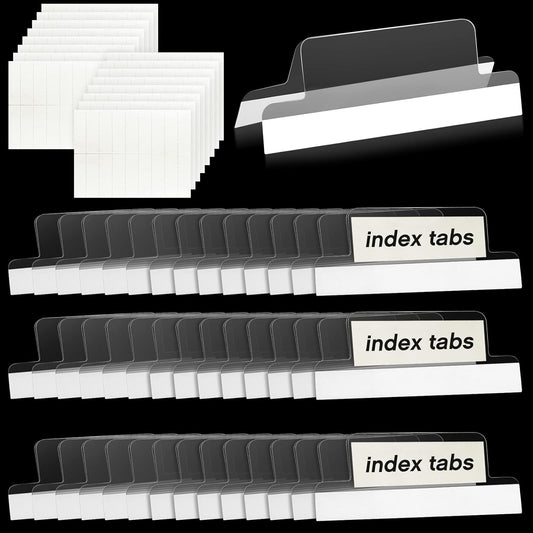 Gersoniel 100 Pieces 2 Inch Insertable Self-Adhesive Tabs with Printable Inserts with File Folder Labels Sticky Plastic Index Clear Divider Stick on File Self Adhesive for Books Page
