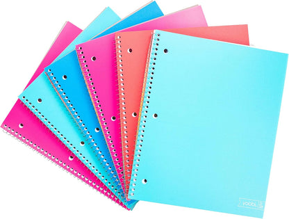 Yoobi College Ruled 8 x 10.5” Spiral Notebook Set – 3-Pack of 1 Subject Notebooks, Pink, Purple & Black Celestial Patterns – 150 Perforated 3-Hole Punched Sheets